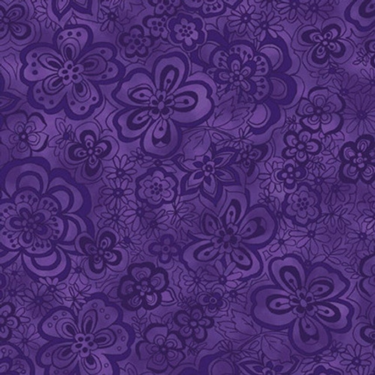 Fabric Blank Quilting Egpplant Tonal Floral Isadora 108" Wide Back by the Quarter Yard 3500-55